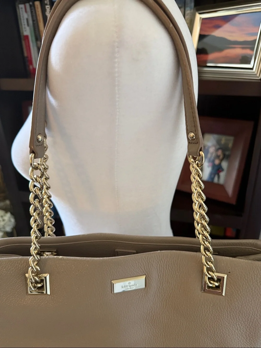 Kate Spade Taupe Leather Chain-Handle Women's Tote. Good condition.
